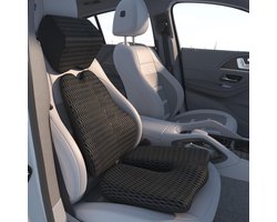 Orthopedisch kussen met lendensteun en hoofdsteun, ergonomisch kussen voor stoel, traagschuim, ischias, aambeien, verlichting van rugpijn, voor autostoel (zwart)