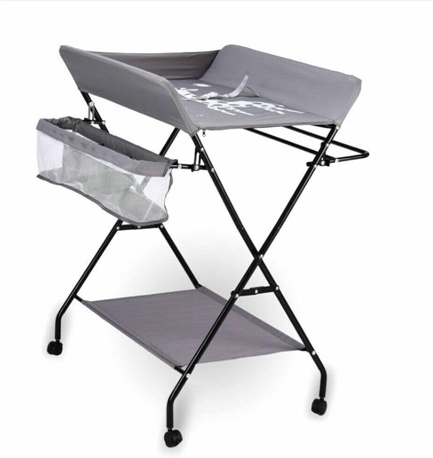 Verstelbare commode - diepgrijs - met wielen - ergonomisch verschonen voor baby 0-12 maanden - ServiceTopper