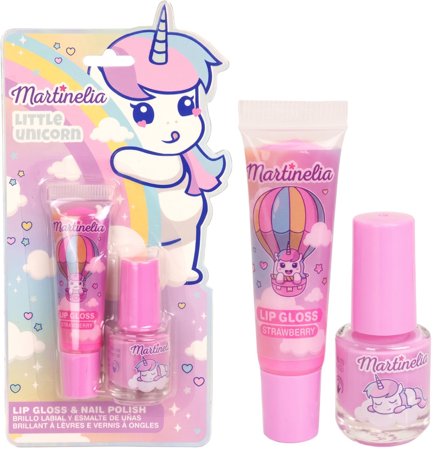 Martinelia Little Unicorn - Lak + lipgloss set voor kinderen - set nagellak en glans, kinder