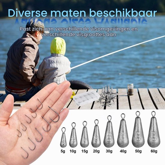 Complete Vissersset met 125 Onderdelen, Inclusief Lood, Vissenhaken en Aas voor Zoet- en Zoutwatervissen — afbeelding 3