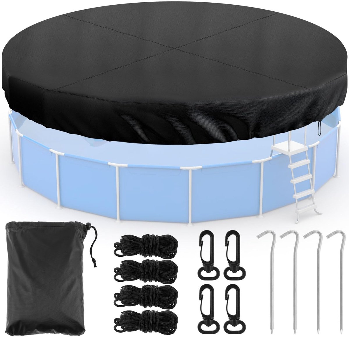 Elzusha - Pool Cover Rond - UV Bescherming en Winddicht - 244 cm
