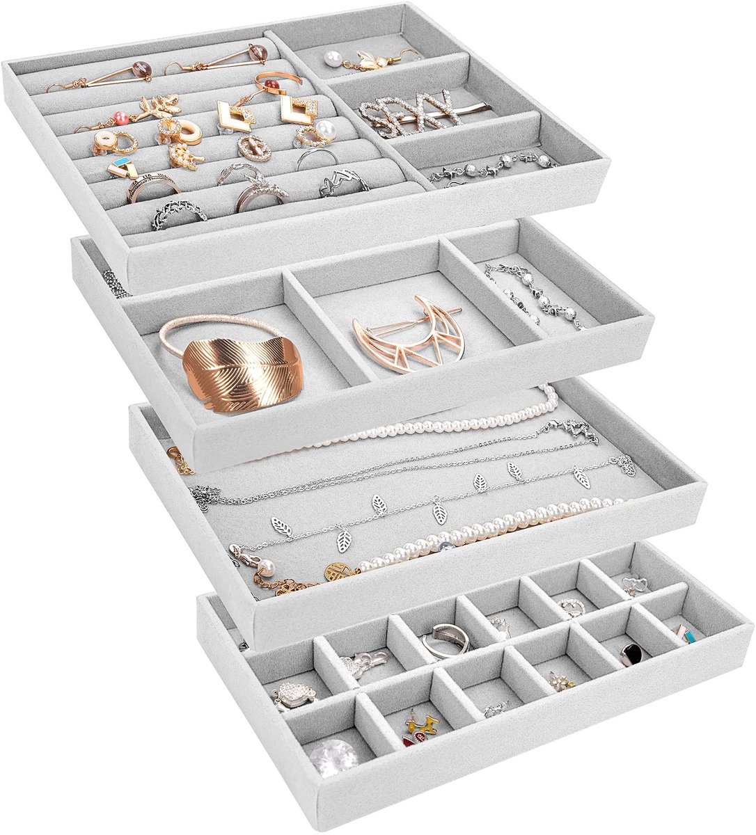 Elzusha - Grijze Sieraden Tray voor Oorbellen en Kettingen