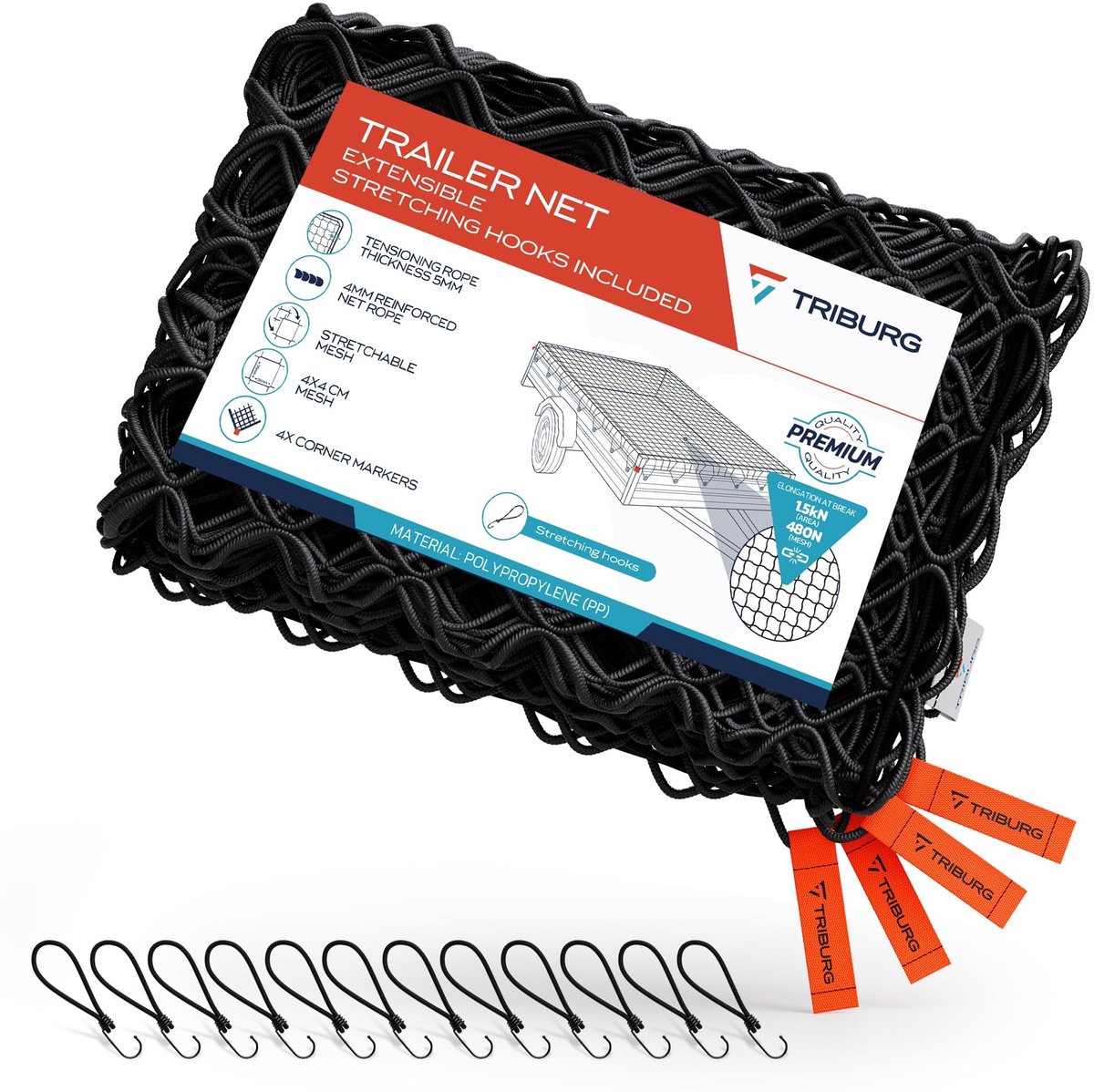 Elzusha - Stretch Trailer Net Inclusief 12 Tension Hooks