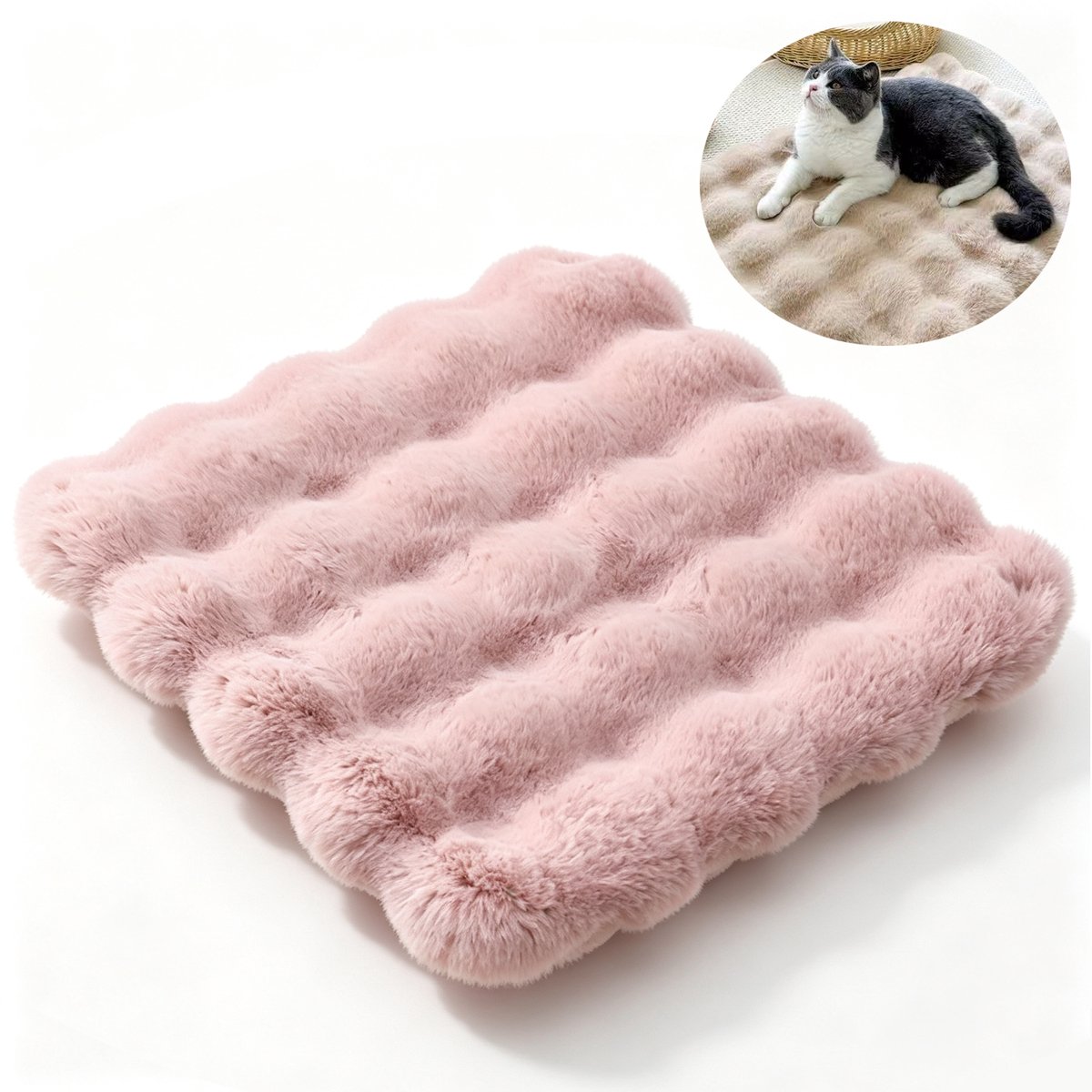 Stoelkussen - Zitkussen - Pluche stoelkussen - Pluche huisdiermat - Antislip - Met antislipdeeltjes - Pluche - 40 × 40 cm - Geschikt voor stoelen in studentenkamers en thuiskantoren, en voor huisdieren - Roze