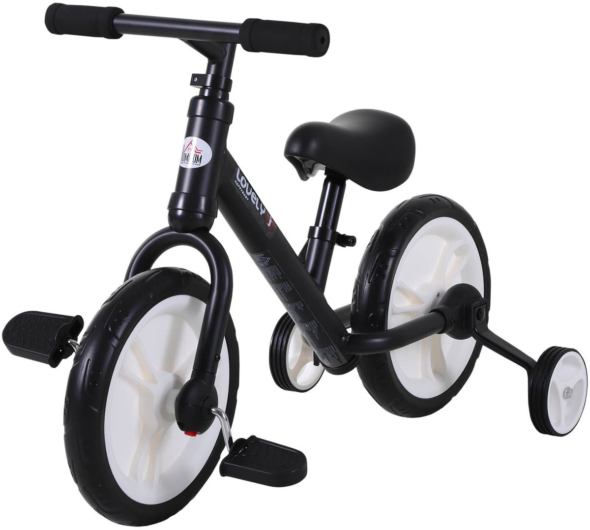 HOMCOM Kinderbalansfiets PP, metaal, EVA L85 x B36 x H54 cm Zwart