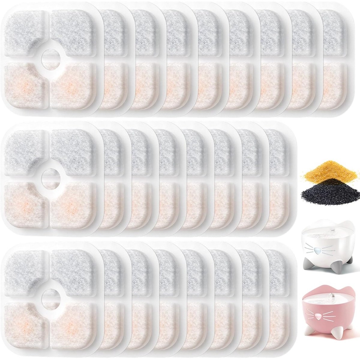 SSTRWGOOD Vervangingsfilters geschikt voor Catit Pixi-drinkfonteinen voor katten – 25 stuks – Geschikt voor fonteinen met een drievoudig filtersysteem (inclusief hars en actieve kool) – Geschikt voor de Catit-drinkfonteinen.