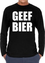 Geef Bier long sleeve t-shirt zwart voor heren XL
