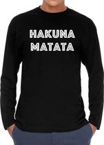 Hakuna matata long sleeve t-shirt zwart voor heren S