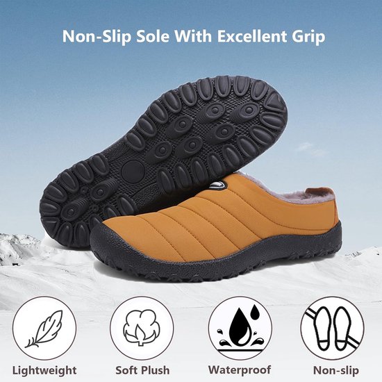 NewDenBer Pantoffels voor heren, traagschuim, warm, comfortabel, zacht pluche gevoerd, winterpantoffels met antislip rubberen zool