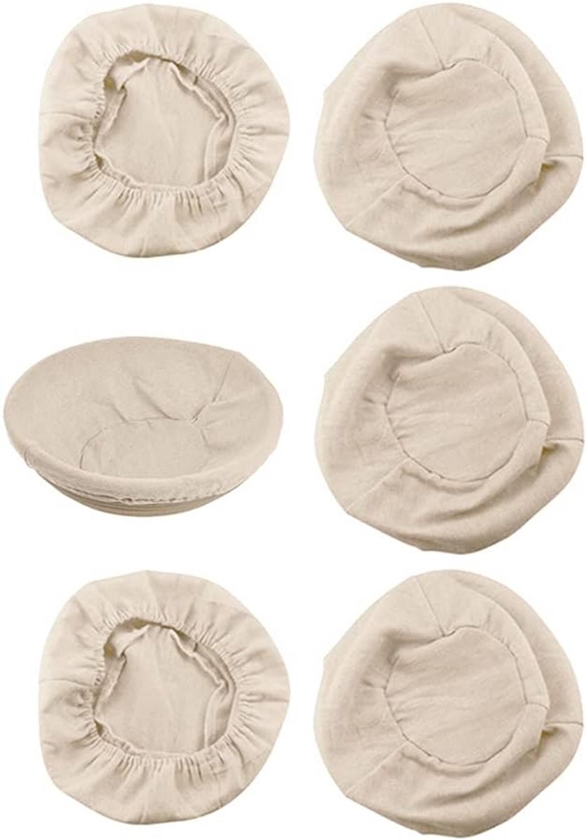 Set van 6 Ronde Linnen Inzetstukken voor Broodmandjes 25cm