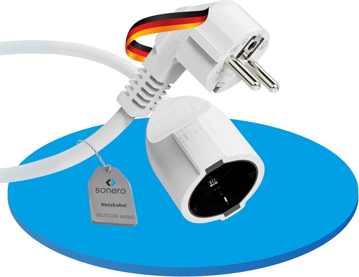 Verlengsnoer 5 meter Wit - Geaard Netsnoer voor Binnen