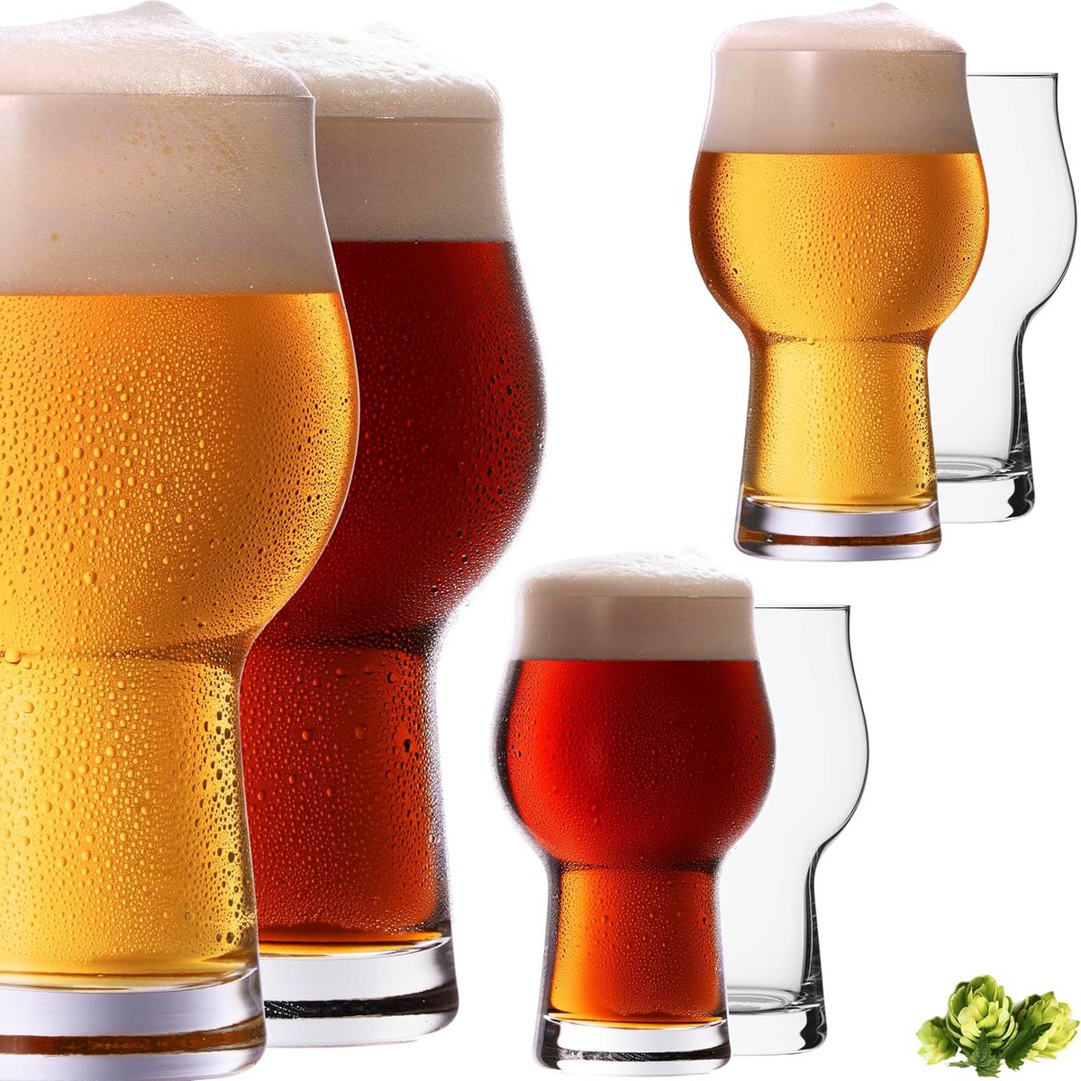 Set van 6 tarwebierglazen van glas - 500 ml Weizen glazen - Vaatwasserbestendig