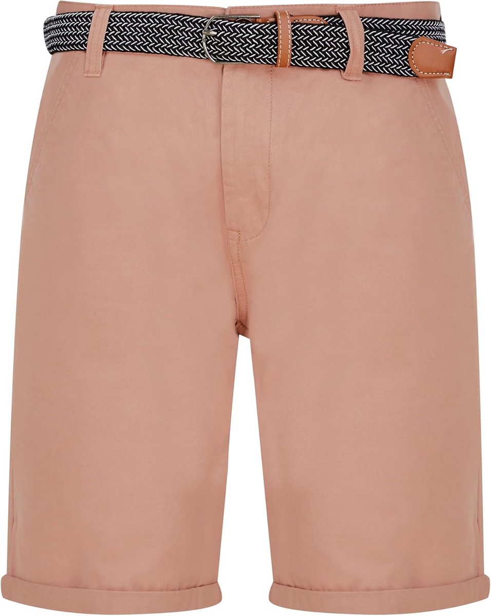 Heren Katoenen China Shorts met Geweven Riem, Roze