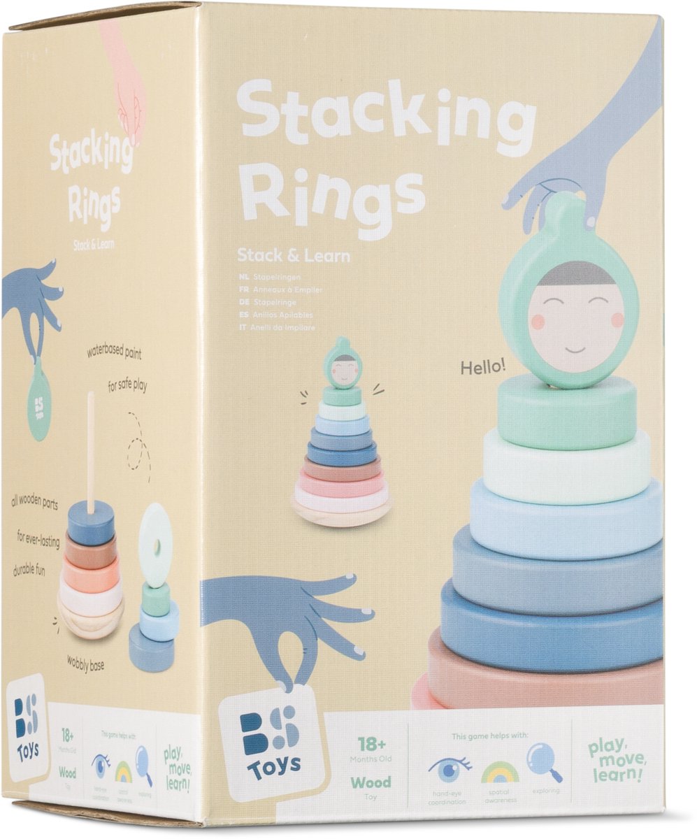 BS Toys – Stapelringen – Educatief spel – Houten stapelspel – Vanaf 18 maanden
