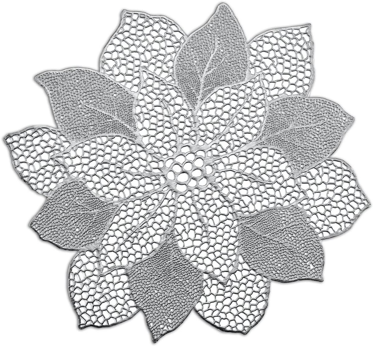 Set van 4 Rechthoekige Placemats van PVC in Zilver - Tafelbescherming 49 x 47 cm
