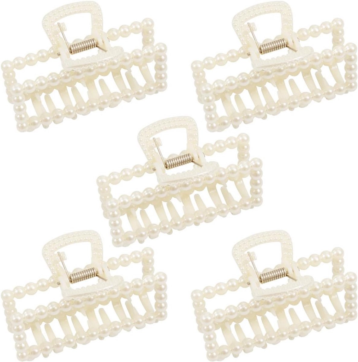 5x Parels Haarclips Set voor Dames - Stevige Paardenstaart Houder Accessoires