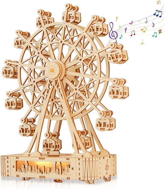 ROBOTIME 3D Houten Puzzel – Oranje Tulp, Doe-het-zelf Modelbouwpakket, Kunstbloem Voor Volwassenen, Ca. 20 Cm Hoog