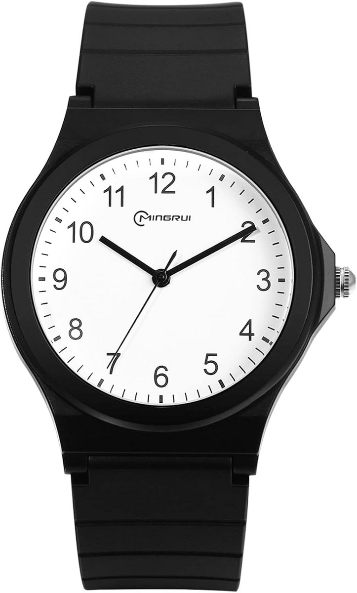 Elegante Siliconen Band Horloge met Ronde Wijzerplaat - Analoog Quartz Polshorloge voor Heren, Dames en Studenten