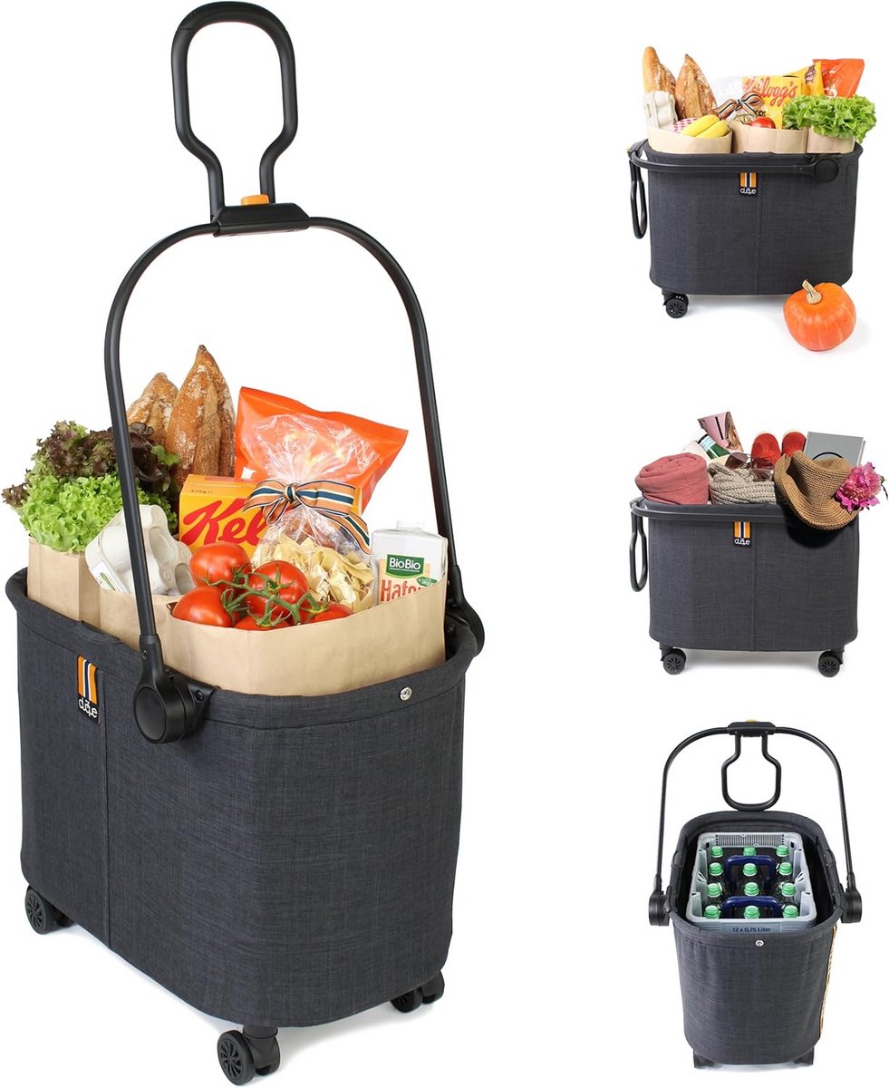 Moderne inklapbare boodschappentrolley tot 15 kg met dubbele hendel