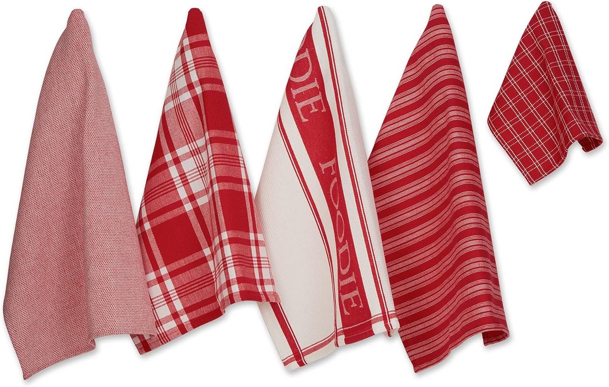 5-Delig Rood Keukenset met Vaatdoeken - Everyday Collection