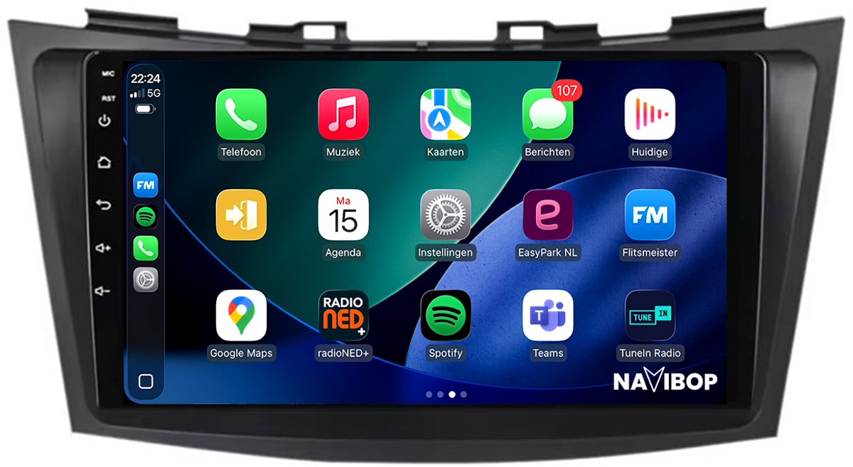 Geschikt voor Suzuki Swift (2011 t/m 2015) | 9 inch Android 15.0 CarPlay autoradio | Draadloos CarPlay & Android Auto | 2GB RAM + 32GB | Externe microfoon | Bluetooth & WiFi | NAVIBOP NB-1426 | Bouwjaar 2011 t/m 2015