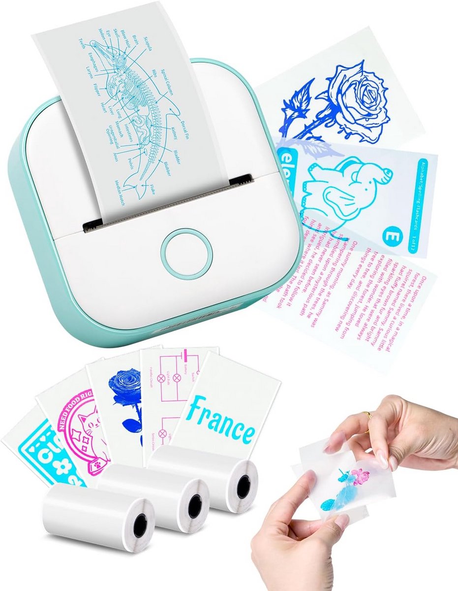 Draagbare Mini Thermische Printer Zonder Inkt voor Mobiel en Tablet - Groen