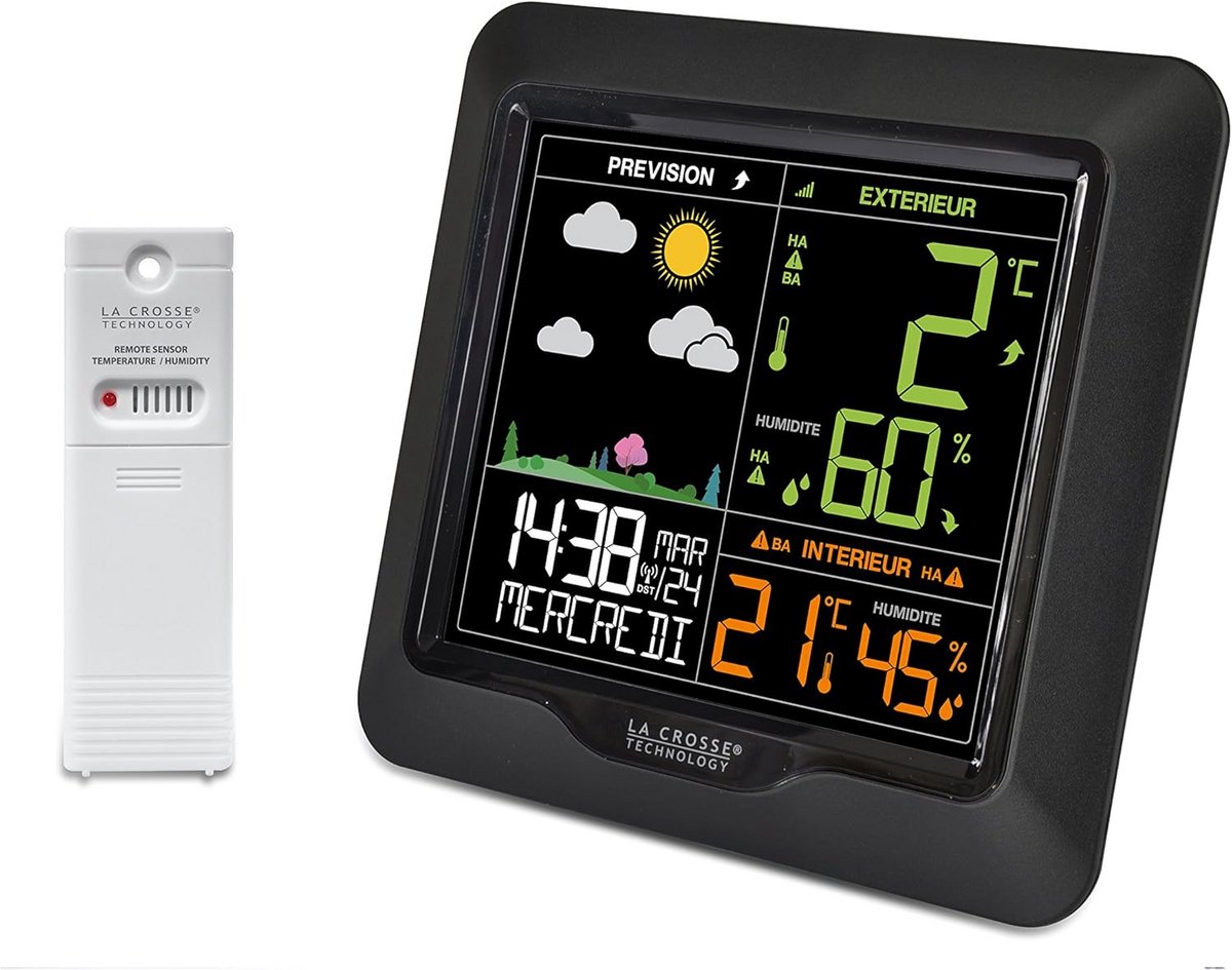 Weerstation met Kleurendisplay: Binnen-/Buiten Temperatuur, Luchtvochtigheid en Weersvoorspelling