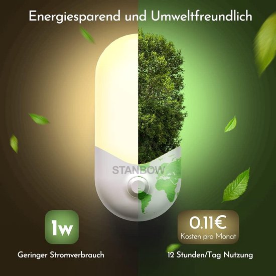 Nachtlampje met Schemersensor voor Stopcontact - Automatische Aan/Uit - Warm Wit Licht — afbeelding 2