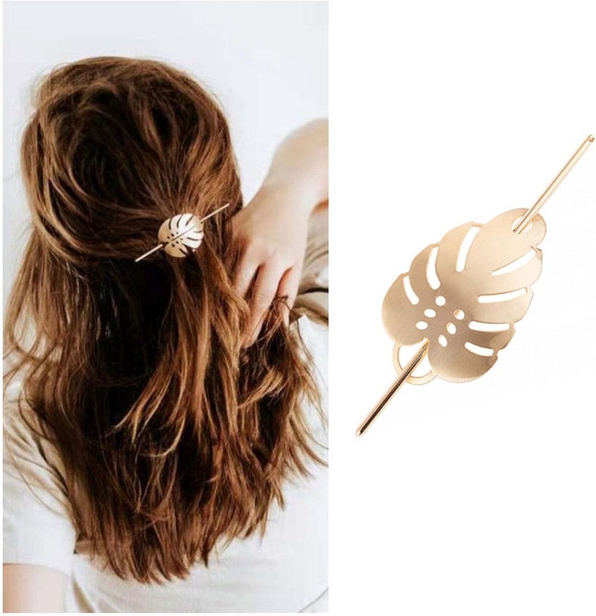 Vintage Haarclip Bladvorm Metaal Haarspeld Goud Kleur voor Dames en Meisjes