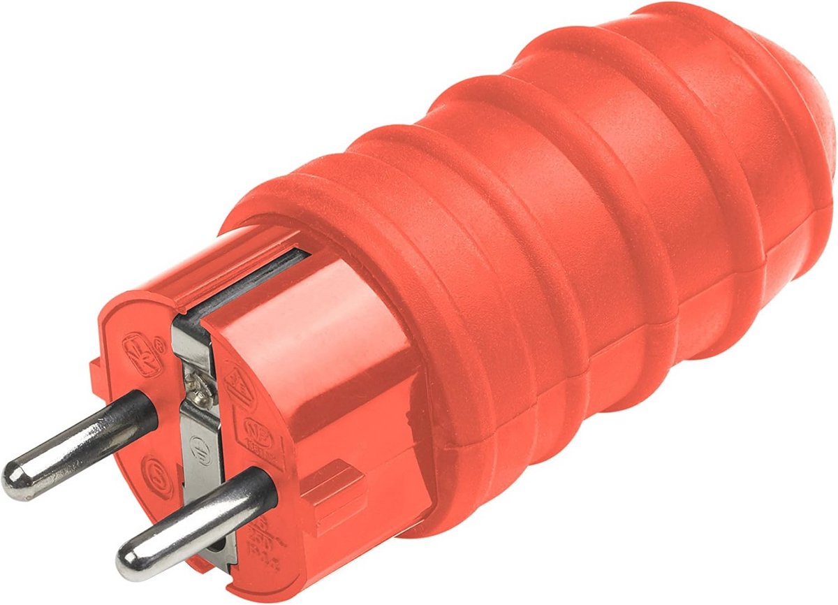 Veiligheidscontactstekker - rubber/kunststof - IP44 - 250V - 16A - voor buitengebruik