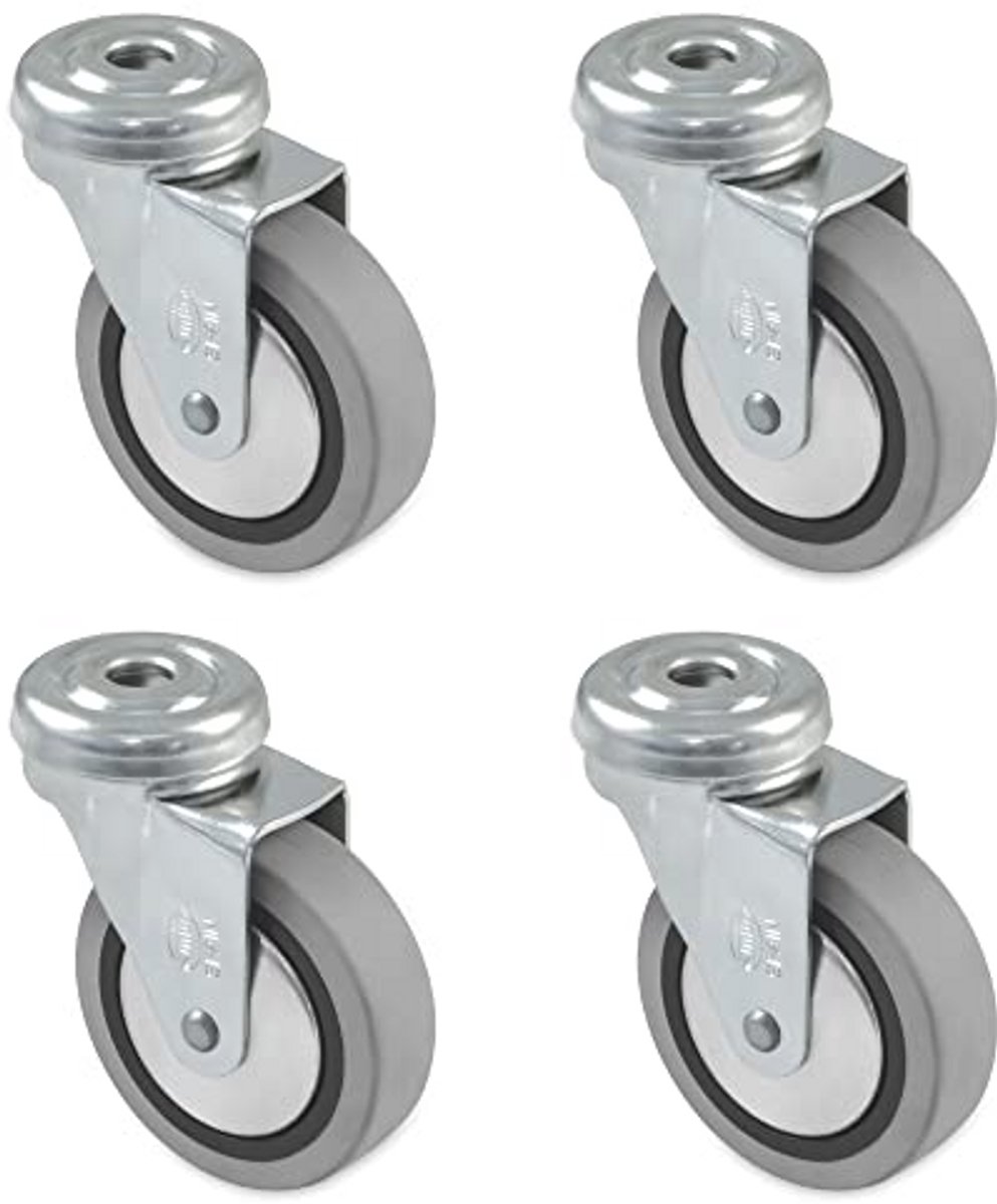Meubelwielen 50mm met kogellagers - Geschikt voor 25 kg - Rubber Grijs zonder Rem