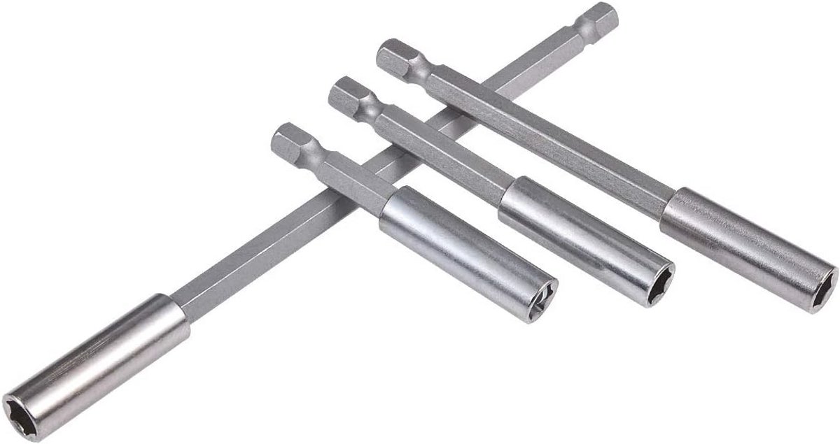 Magnetische Bithouder Verlenging 60-150 mm voor Schroeven en Boren - 4-delige set met Snelsluiting