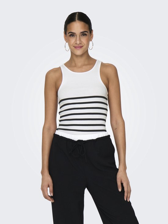 Only Top Onlkenya Débardeur à rayures côtelées Jrs No 15318407 White brillant / Noir Taille femme - L