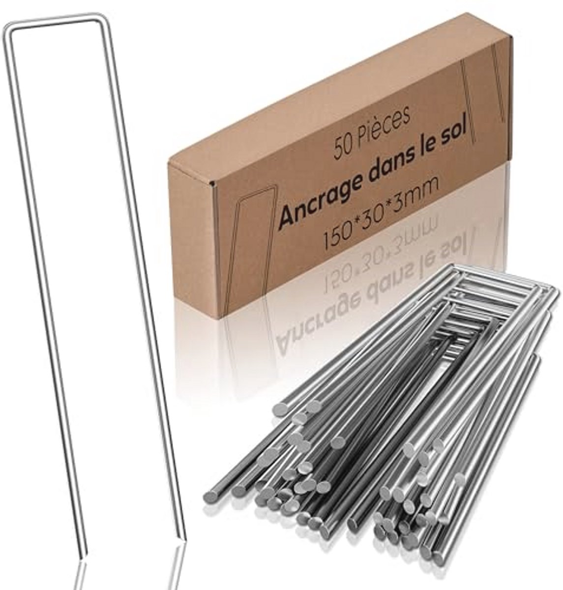 Anti-rust Ground Anchors - 50 Stainless Steel Pegs for Secure Mounting 150mm x 30mm