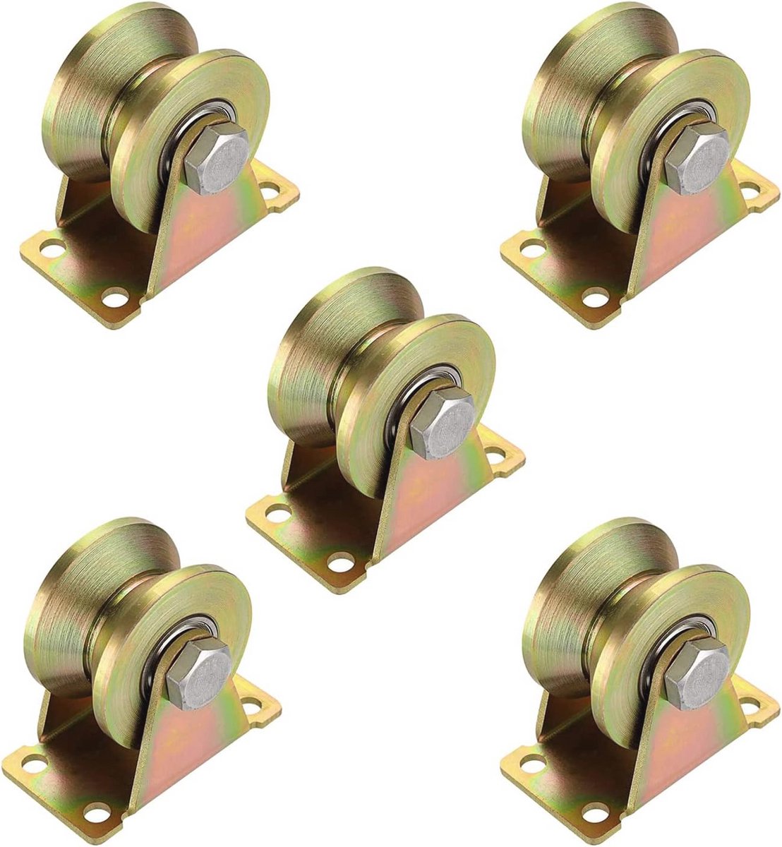Katrol Wielen - V-groef katrol - Soepel Laten Lopen - Stalen Constructie - 5 stuks - Goud