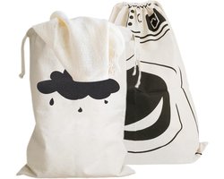 2 Pieces Drawstring Waszakken - 60 x 50 cm - Katoenen Waszak voor Reizen - Vuile Was - Grote Opbergzak voor Kleding - Speelgoed