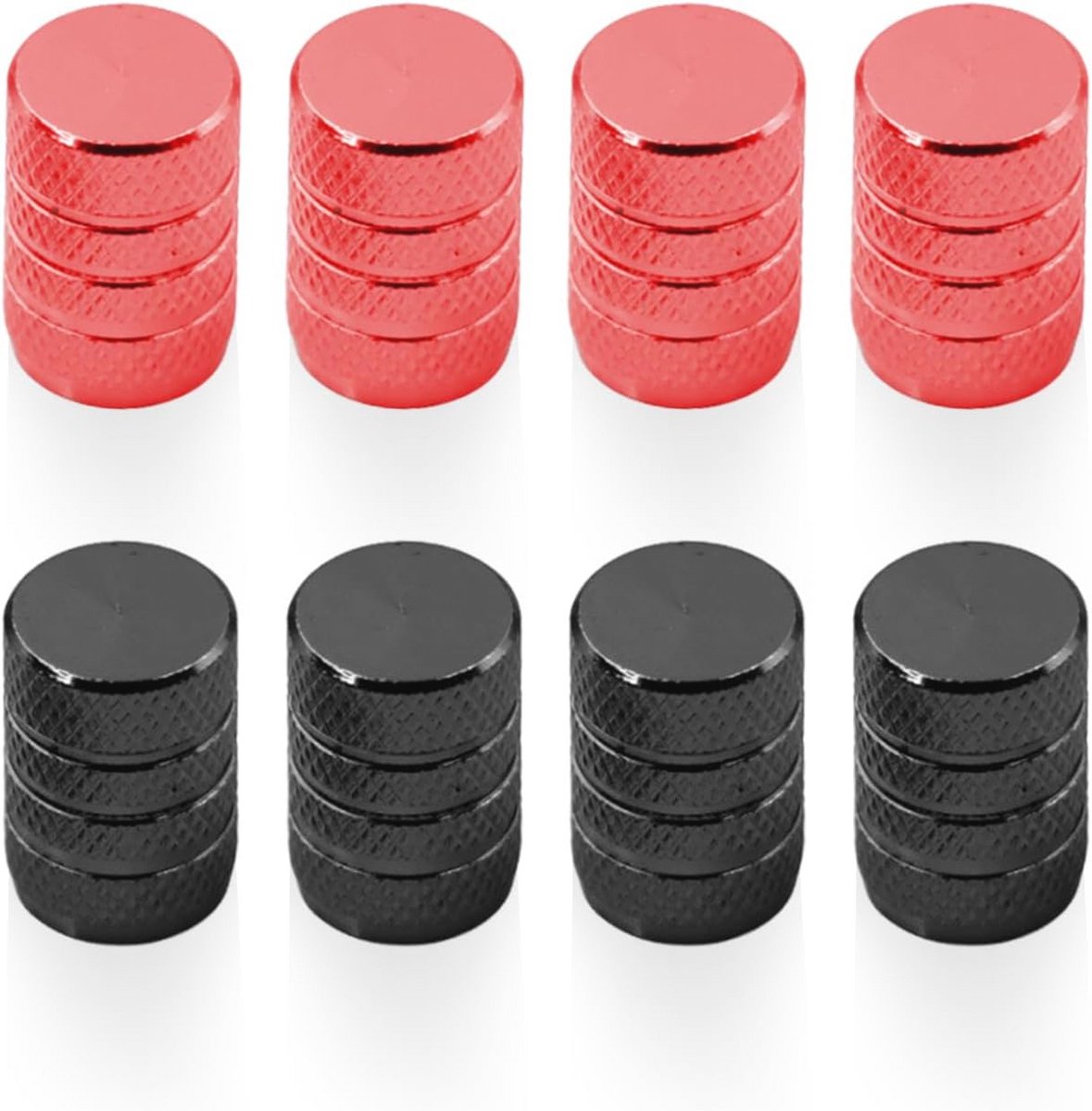 8-delige set ventieldoppen voor autobanden - universele pasvorm, rubber, rood