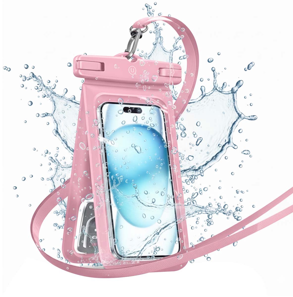 Usams, IP68 waterdichte hoes voor smartphone 7 met dubbel zakje, Roze