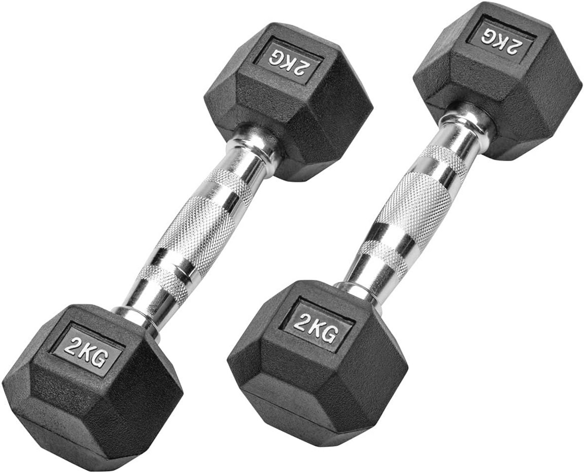 Rubberen Zeshoekige Studiohalters 4 kg (2 x 2,0) - Professionele Halters voor Thuis en Studio