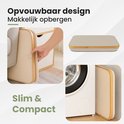 Opvouwbare beige wasmand met bamboe frame, slim & compact design