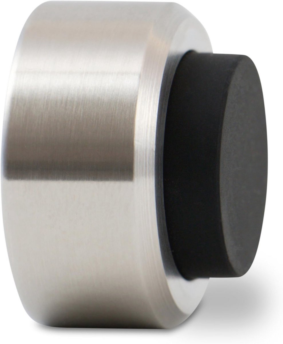 Deurstopwand in roestvrij staal met rubberen buffer - wandbescherming voor eenvoudige montage - Ø3,2cm H:2cm