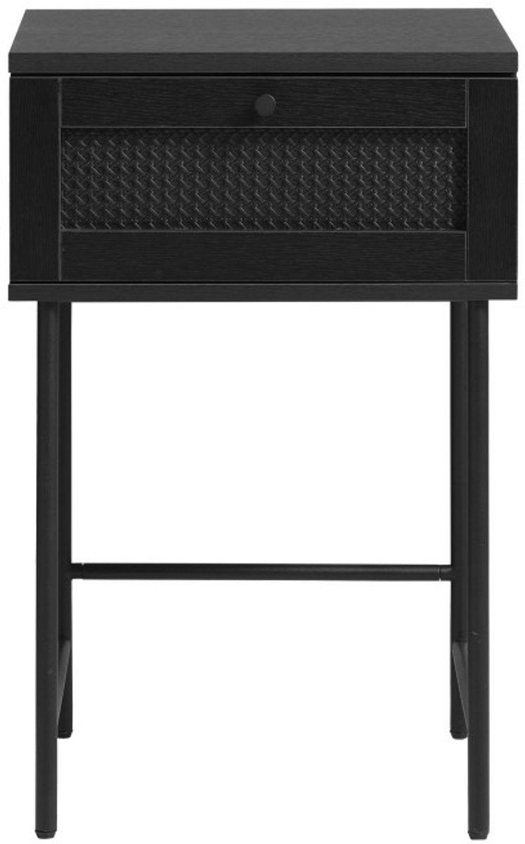 Meubelplaats Nachtkastje Pensacola - melamine zwart - 45x45x70 cm - 1 lade Zwart Zwart