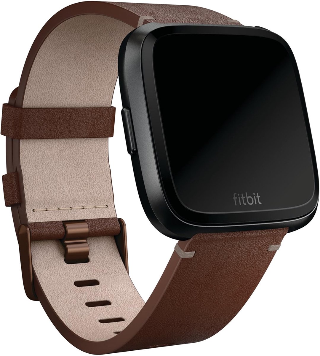 Fitbit Versa (Lite) leren bandje - Cognac - Large
