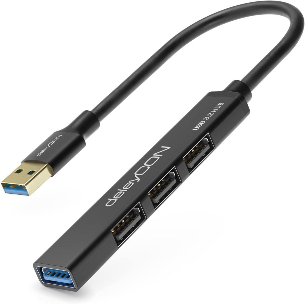 USB A HUB met 4 Poorten - Aluminium Behuizing, 1x USB3.0 en 3x USB2.0 voor PC, Laptop