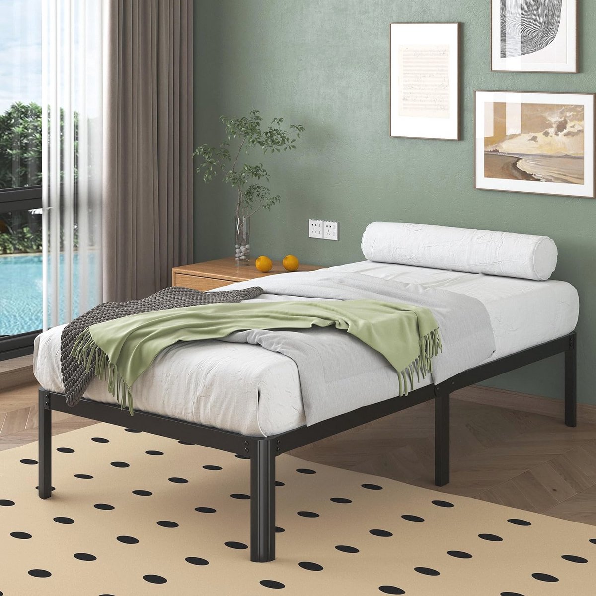 Metaal Bed 80 x 190 cm met Ronde Hoekpoten en Opbergruimte