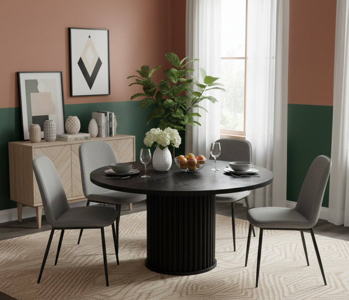 Ronde Eettafel 120 cm – - Zwart - cm – Moderne Zwarte Eetkamertafel - Medahomestore
