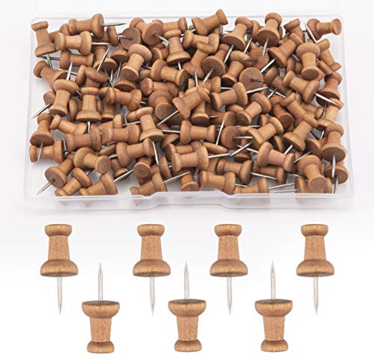 Houten Push Pins - 100 Stuks - Markeringspennen voor Kurk Prikborden en Ambachtelijke Projecten
