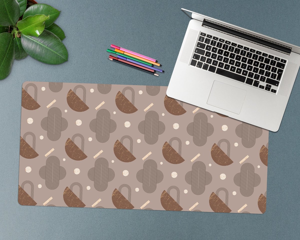 Coloray Bureau Onderlegger - Abstract patroon Bureau Onderlegger Groot - 90 cm x 45 cm - Bruin Bureau Onderlegger - Bureau Onderlegger XXL - Computer Mat - Bureau Pad - Bureau Mat