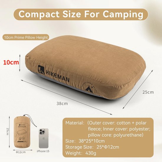 Ergonomisch kampeerkussen met memory-schuim, 30x40cm, memory-foam-kussen voor onderweg