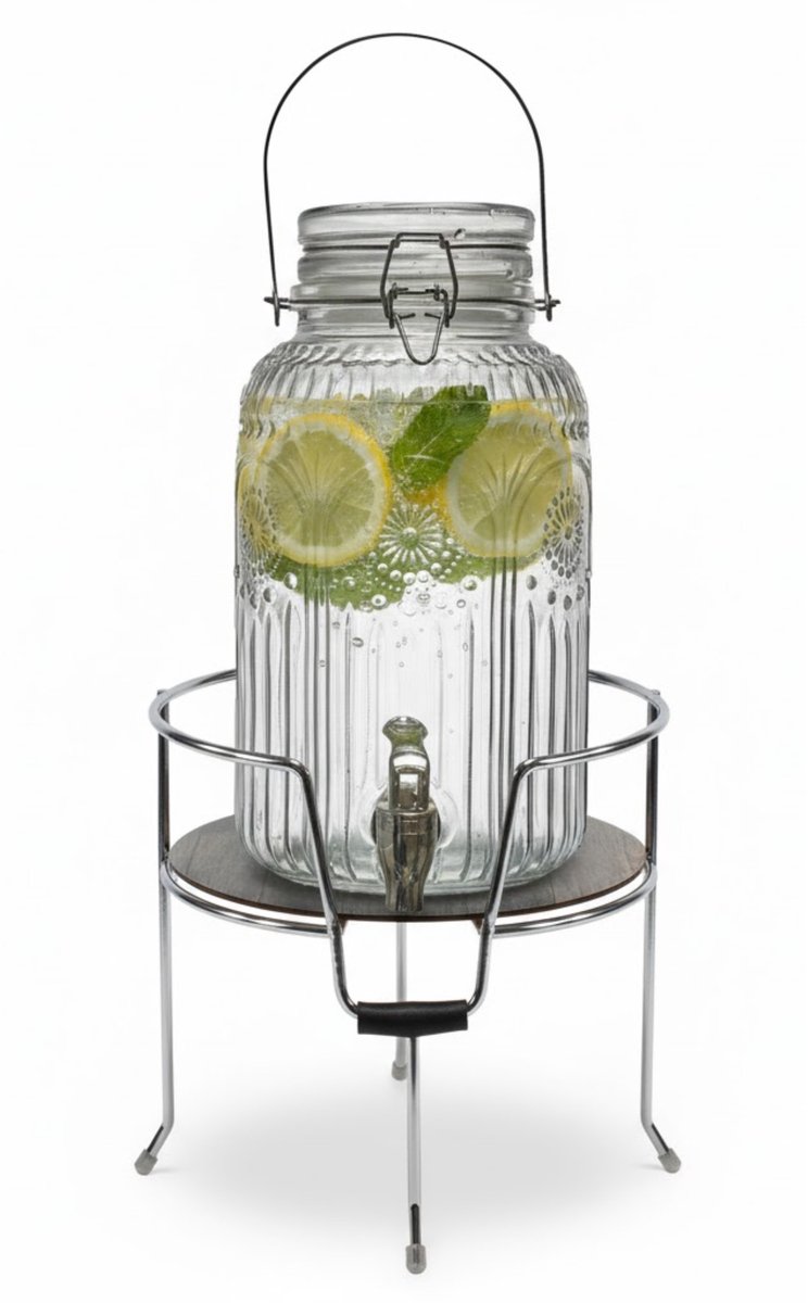 Drankdispenser/limonadetap/waterdispenser - 4 liter - inclusief standaard - 19 x 19 cm